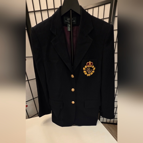 Ralph Lauren Women's Navy and Gold Stately Luxe Blazer ~ Size 8 Petite - Picture 4 of 16